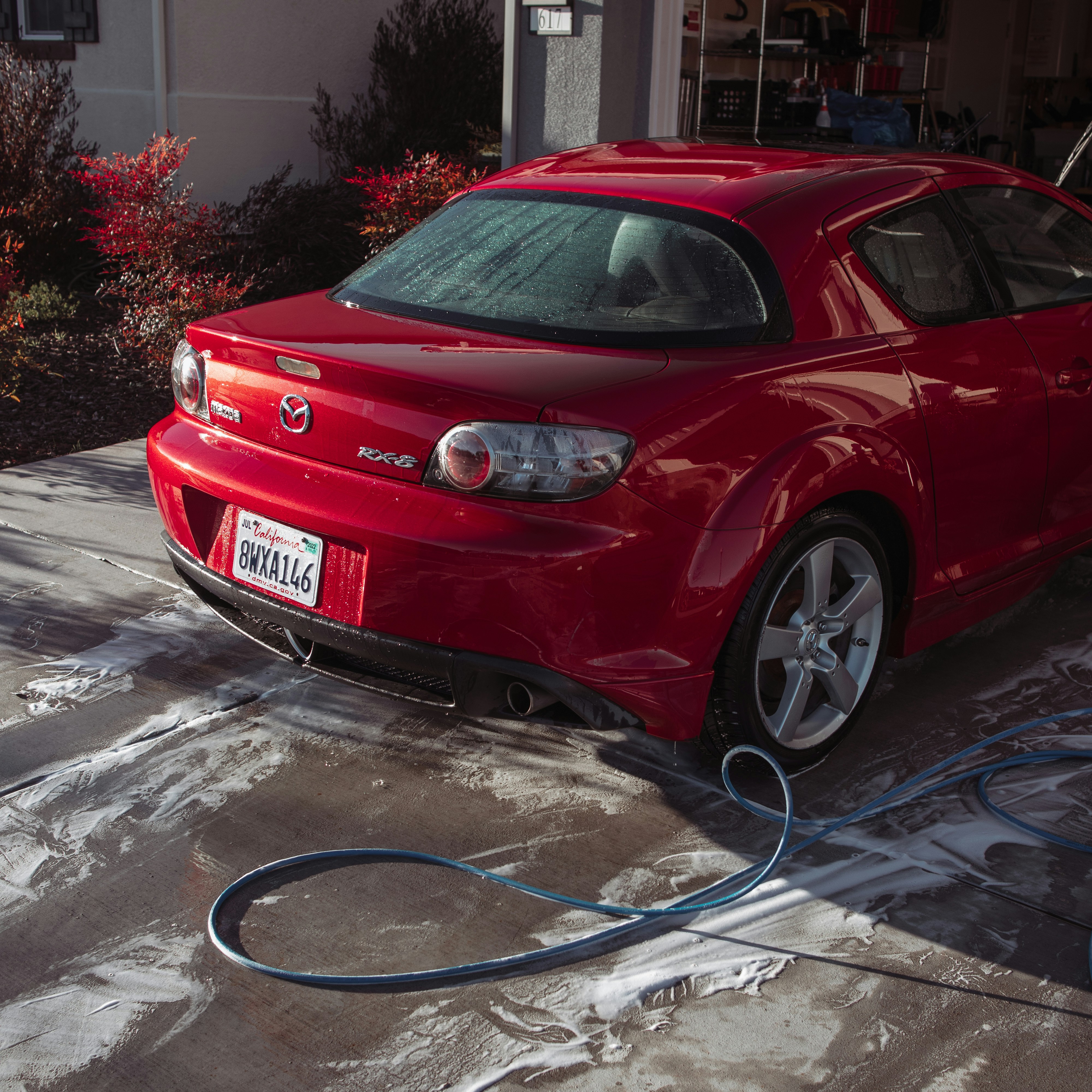 Mobile car detailing in a residential driveway